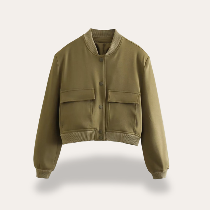 Women's Short Bomber Functional Pockets Spring Jacket | Altivaro