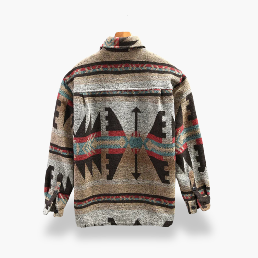 Men's Fleece Shirt with Geometric Pattern and Collar | Altivaro