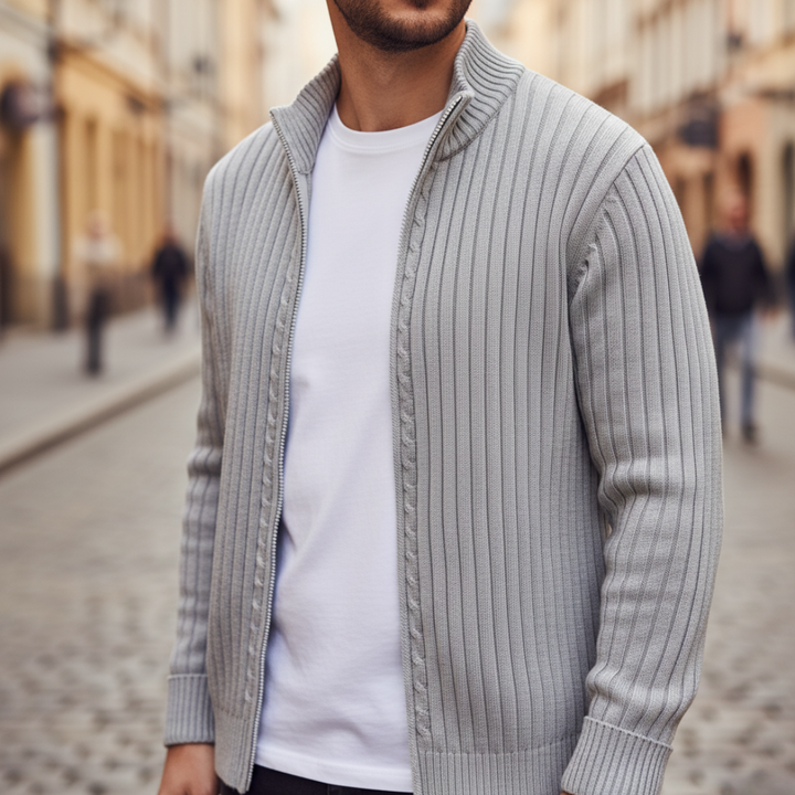Cardigan Uomo a Maglia con Zip Frontale | Altivaro
