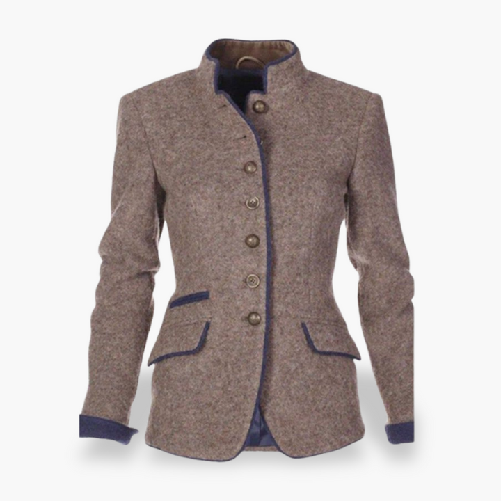 Women's Brown Tweed Jacket with High Collar | Altivaro