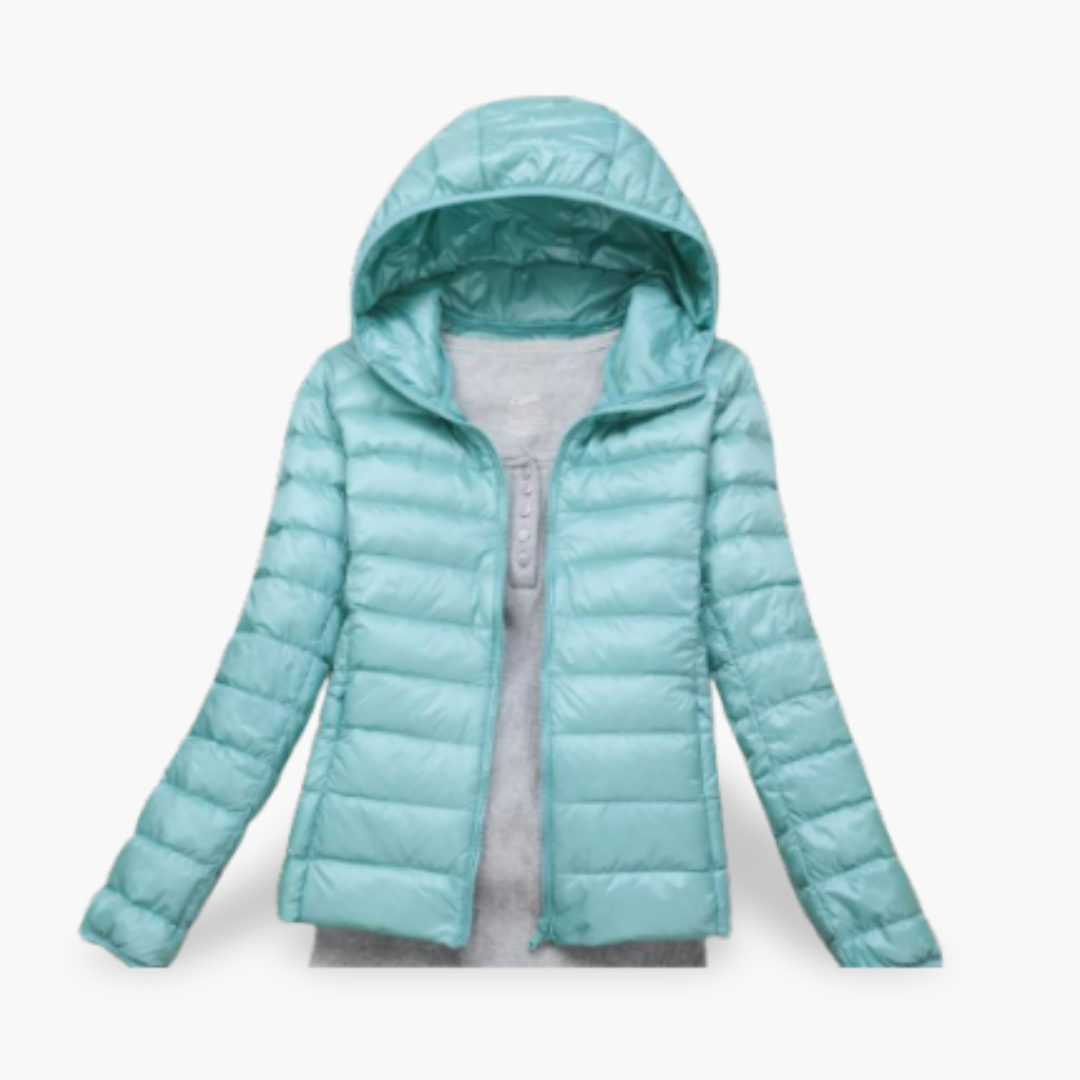 Giacca Piumino Donna Celeste con Cappuccio | Altivaro