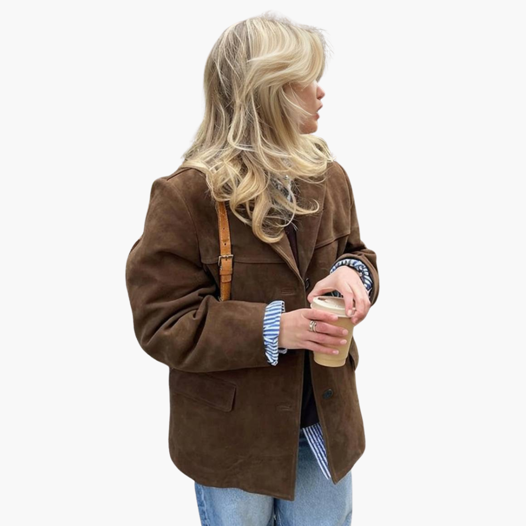 Giacca Donna Oversize in Finta Pelle Scamosciata Autunnale | Altivaro