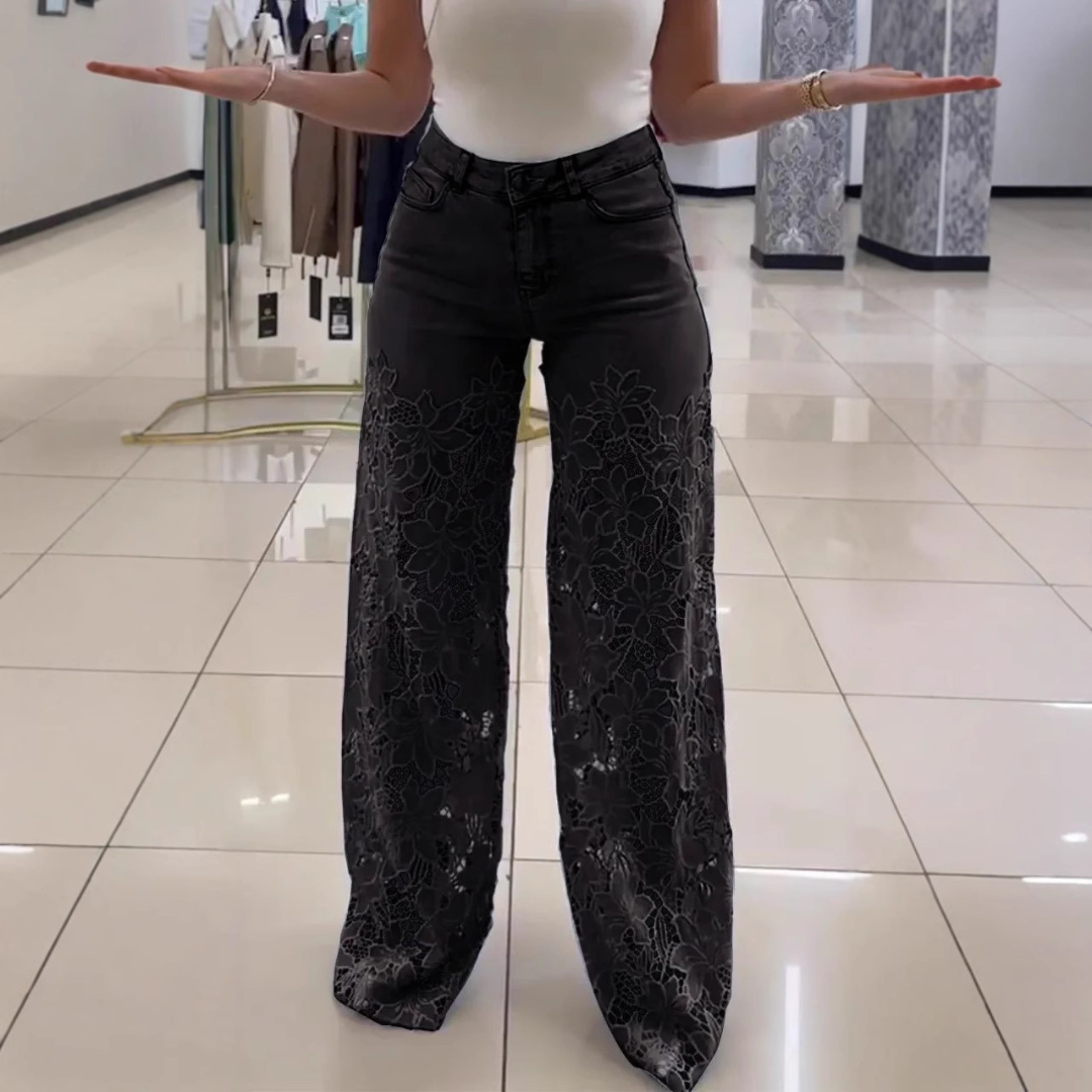 Donna Jeans Larghi Pizzo Patchwork Eleganti | Altivaro-Altivaro
