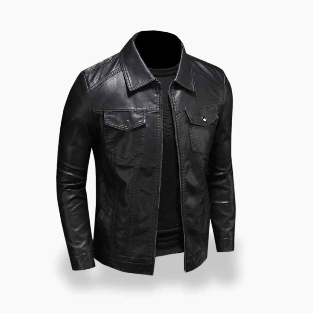 Giacca Uomo Ecopelle Slim Fit con Tasche Stile Moto | Altivaro