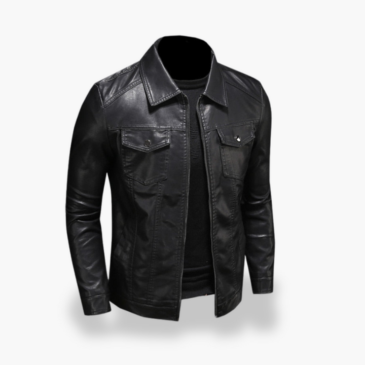Giacca Uomo Ecopelle Slim Fit con Tasche Stile Moto | Altivaro