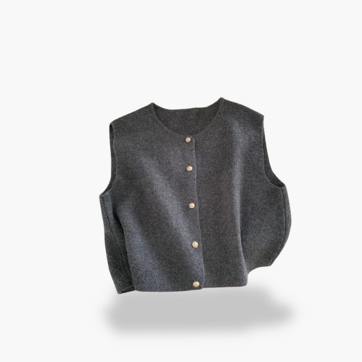 Women's Knit Vest with Wooden Buttons | Altivaro