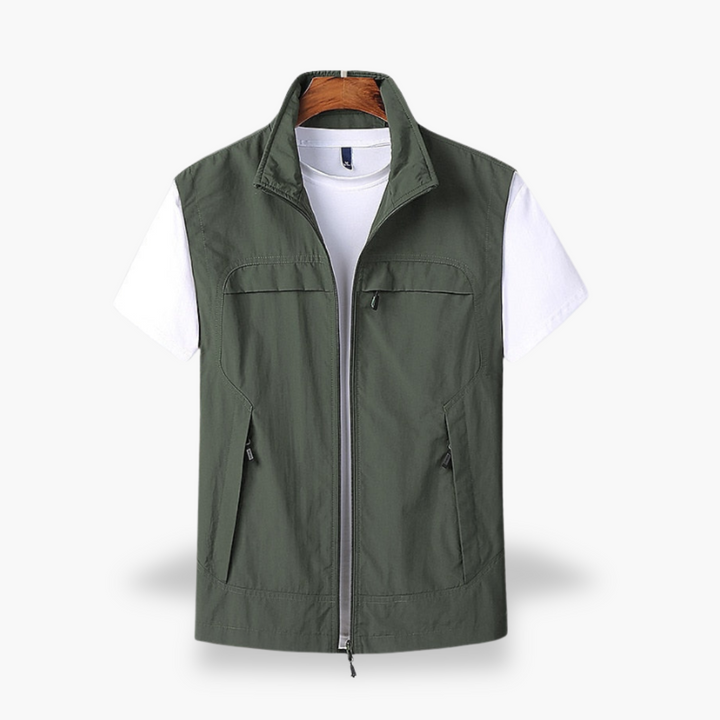 Gilet Uomo Multitasche Zip Cotone Leggero | Altivaro