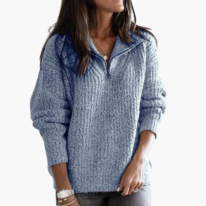 Women's Winter Knit Sweater with Half Zip | Altivaro