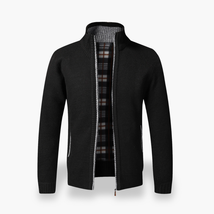 Cardigan with Zip and Checkered Lining Men | Altivaro