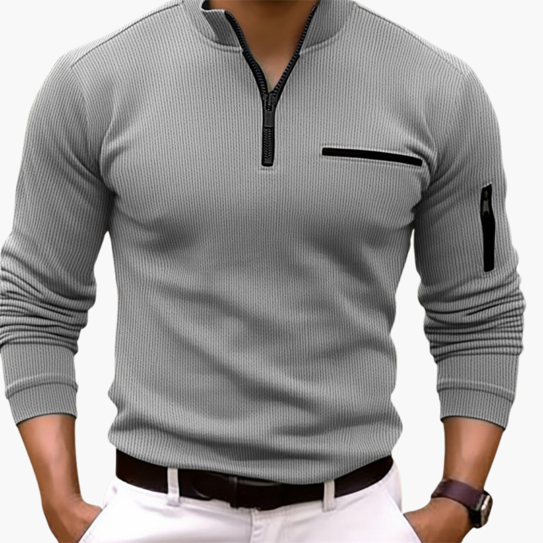 Maglia Uomo Slim Fit Zip Manica Lunga Casual | Altivaro