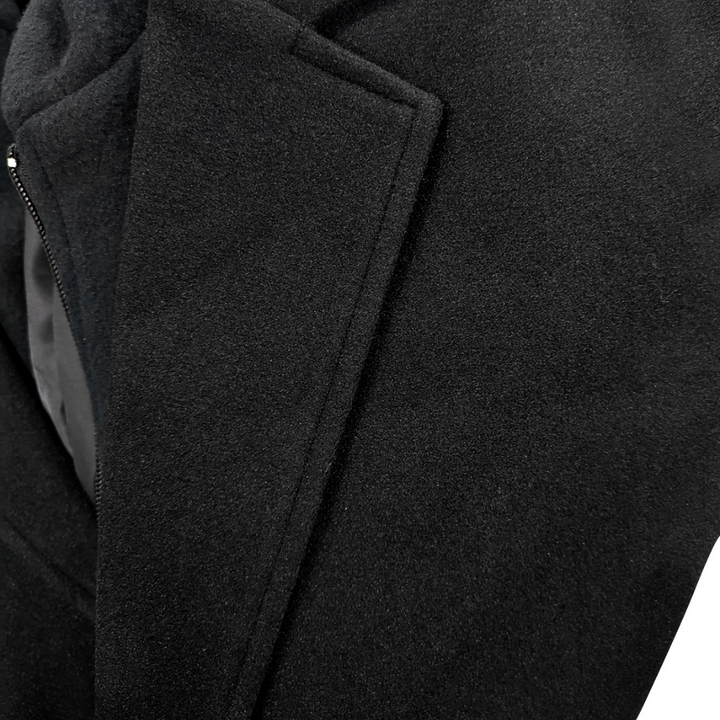 Cappotto Uomo Nero con Cappuccio e Bottoni | Altivaro