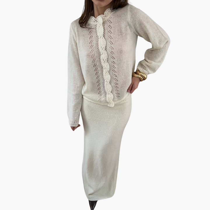 Completo donna maglione gonna lunga elegante lavorato a maglia | Altivaro