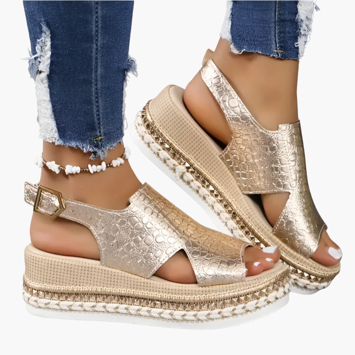 Women's Orthopedic Leather Sandals with Wedge | Altivaro