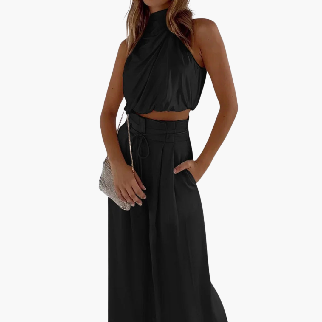 Completo Donna Elegante in Raso con Top e Pantaloni | Altivaro
