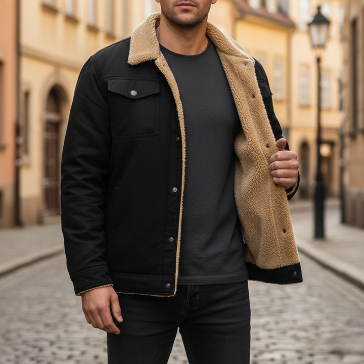 Herren Winterjacke mit Teddy-Futter aus Baumwolle | Altivaro