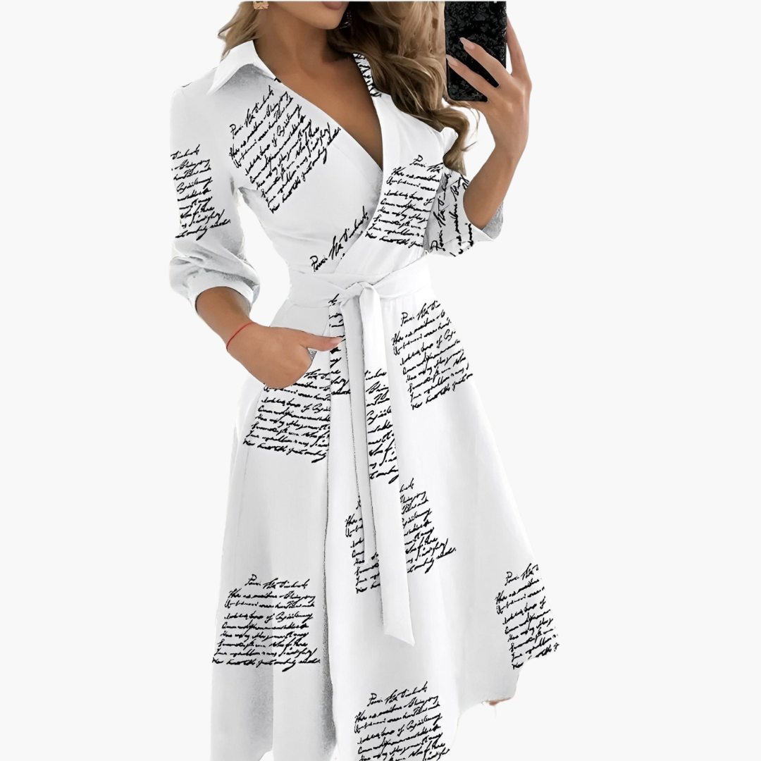 Donna Abito Midi Manica Lunga Elegante | Altivaro-Altivaro