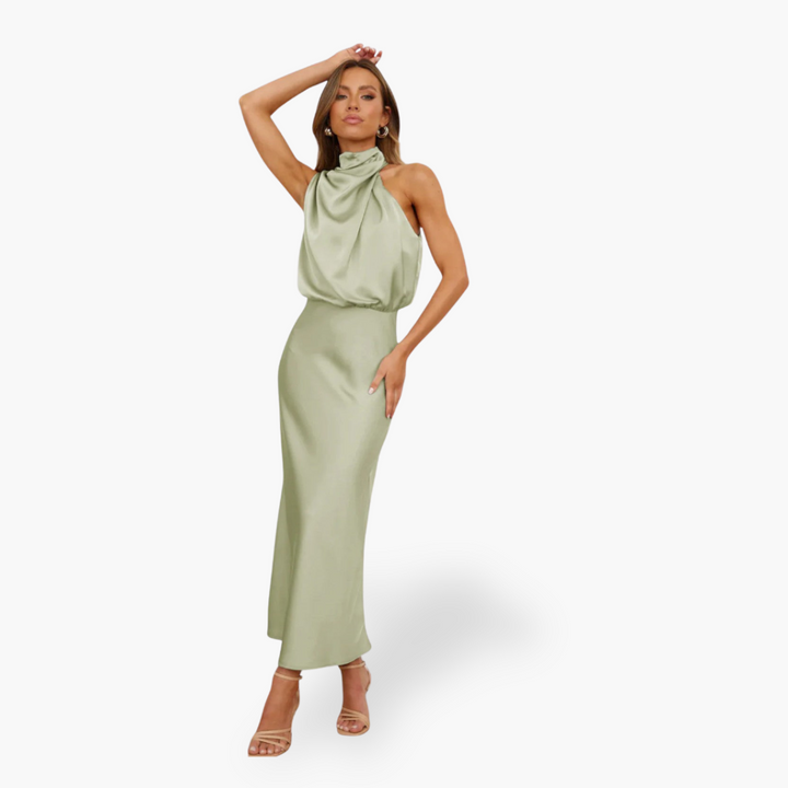 Donna Abito Seta Collo Alto Elegante | Altivaro-Altivaro