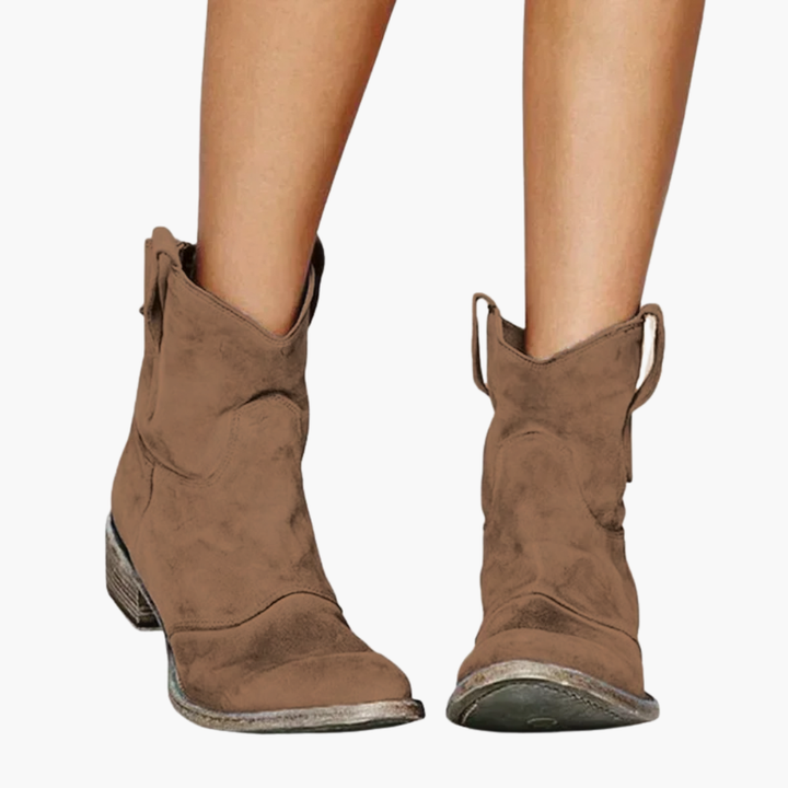 Women's Orthopedic Suede Boots with Low Heel and Details | Altivaro