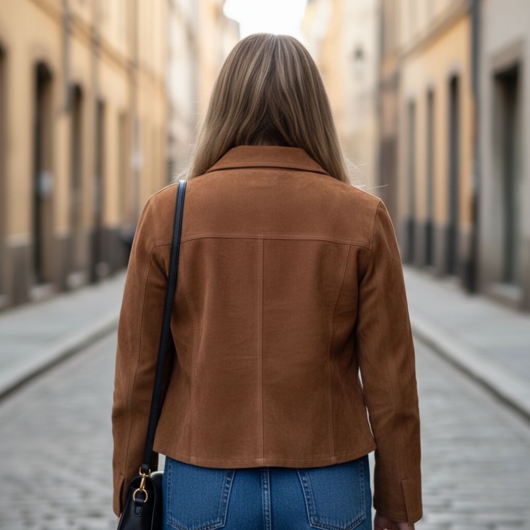Giacca Donna Pelle Scamosciata Corto Bottoni | Altivaro