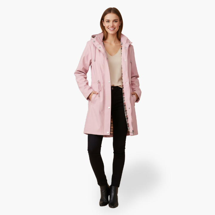 Impermeabile Lungo da Donna con Cappuccio e Tasche | Altivaro
