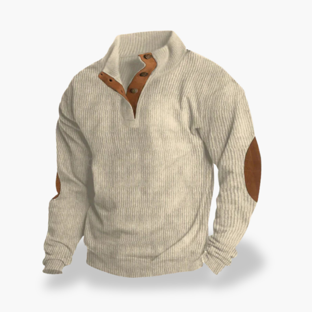 Maglione Uomo con Collo Alto e Dettagli in Pelle | Altivaro