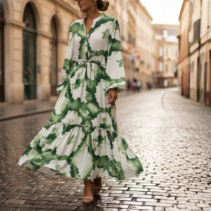 Abito da donna con motivo astratto e maniche lunghe in poliestere | Altivaro