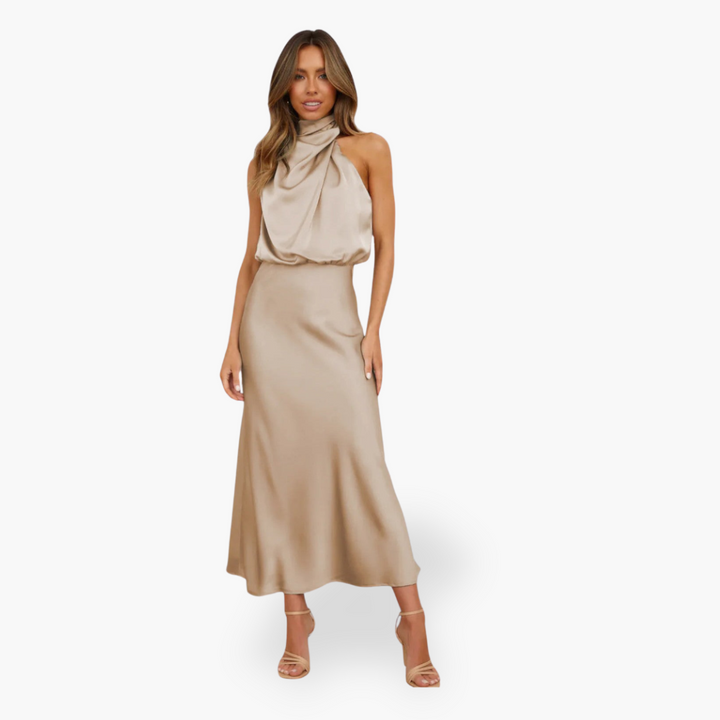 Donna Abito Seta Collo Alto Elegante | Altivaro-Altivaro