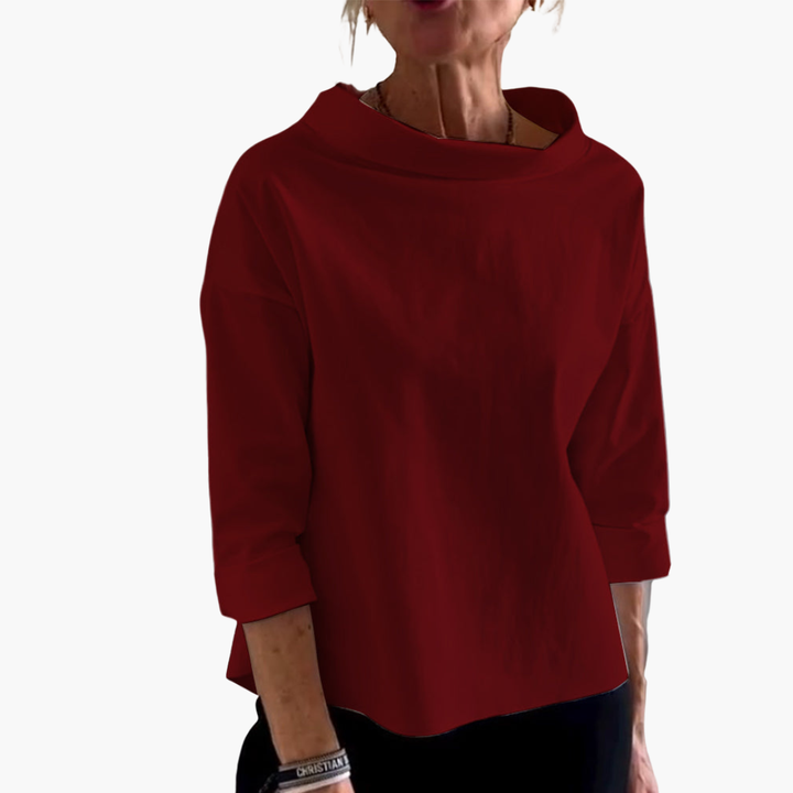 Elegant Women's Blouse 3/4 Sleeve Boat Neck | Altivaro