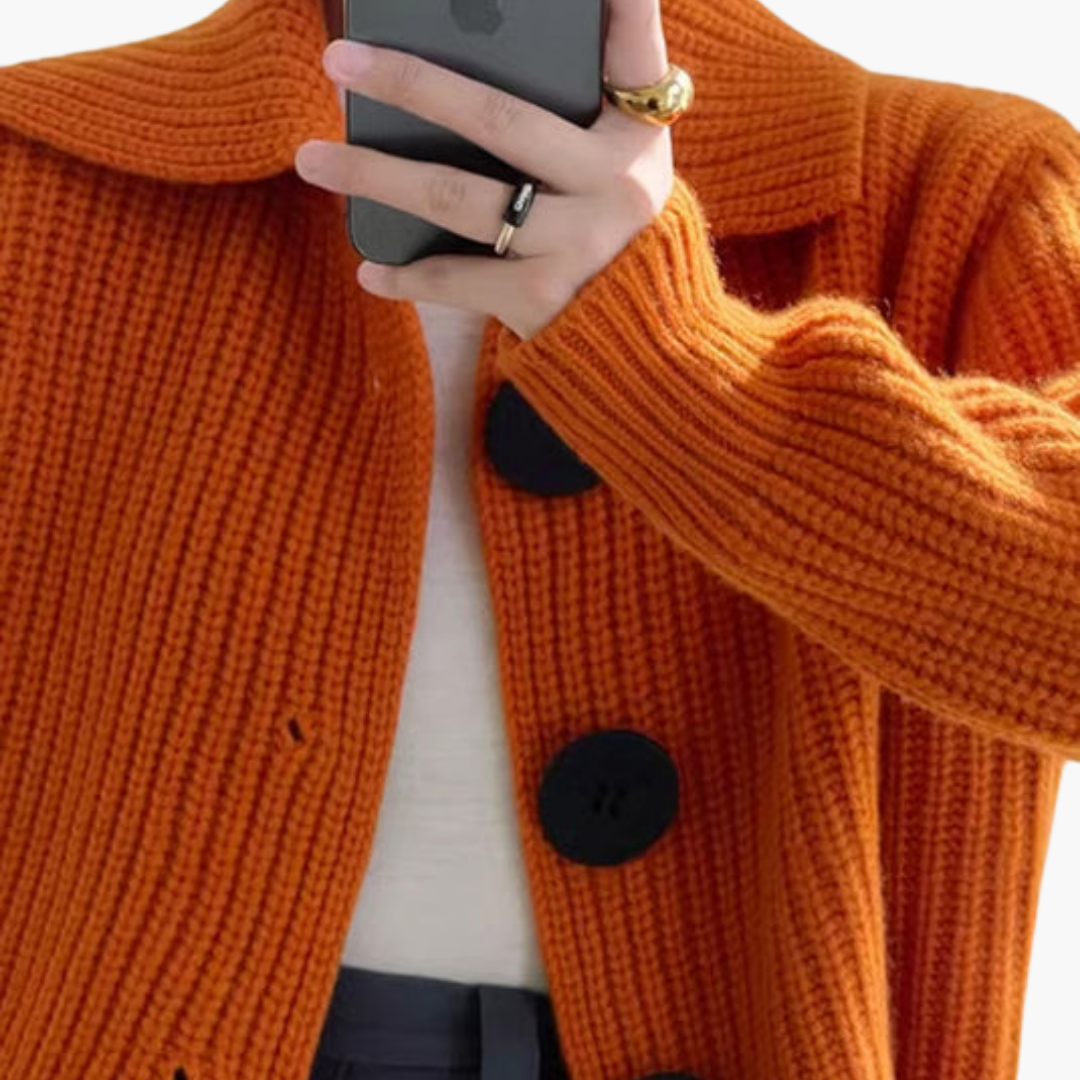 Cardigan Donna Lavorato a Maglia Bottoni Oversize | Altivaro-Altivaro