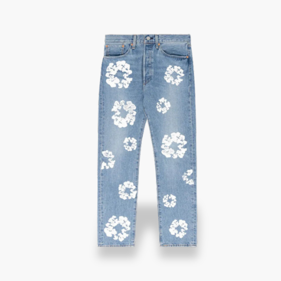 Completo Giacca e Jeans Unisex Denim con Stampa Floreale | Altivaro
