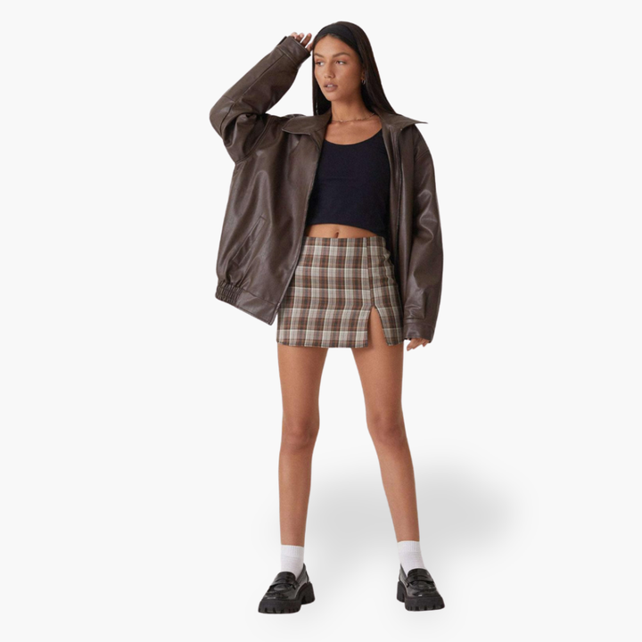 Women's Oversize Jacket in Faux Leather with Zip | Altivaro
