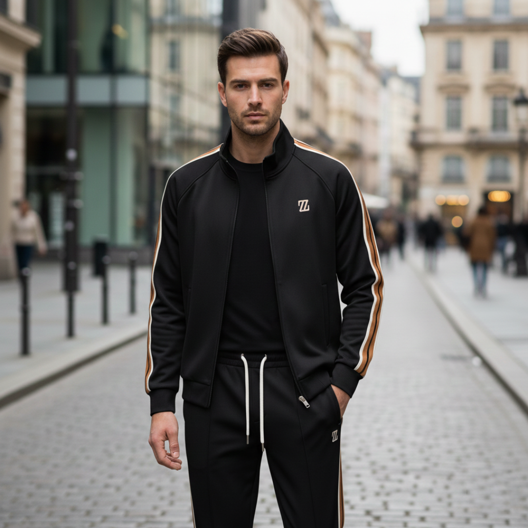 Herren-Sportanzug mit Streifen und Reißverschluss | Altivaro