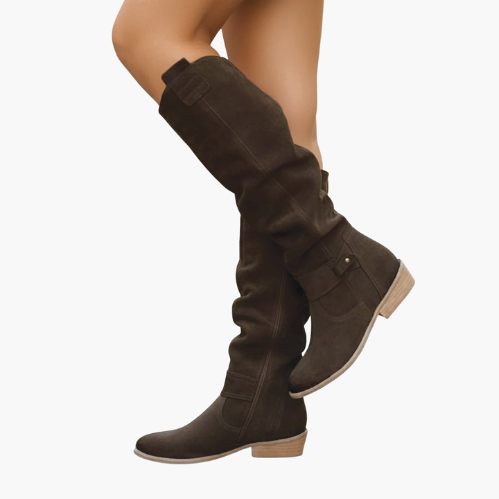 Women's Orthopedic Suede Boots with Low Heel and Details | Altivaro