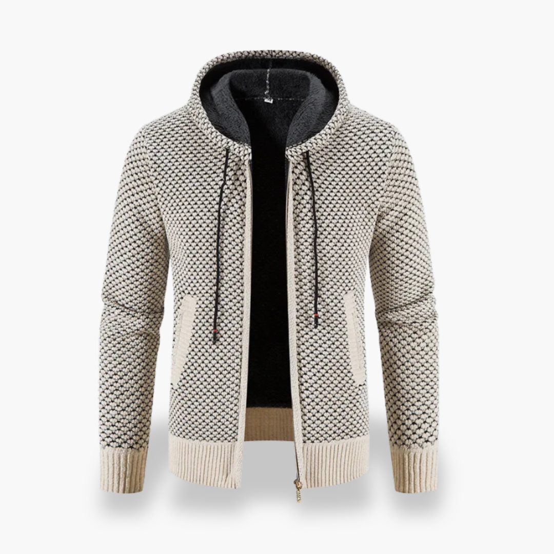 Felpa Uomo con Cappuccio e Zip a Motivo Geometrico | Altivaro