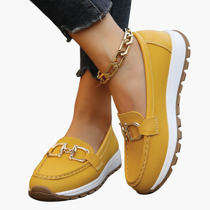 Orthopädische Damenschuhe aus Segeltuch mit Metalldetails | Altivaro