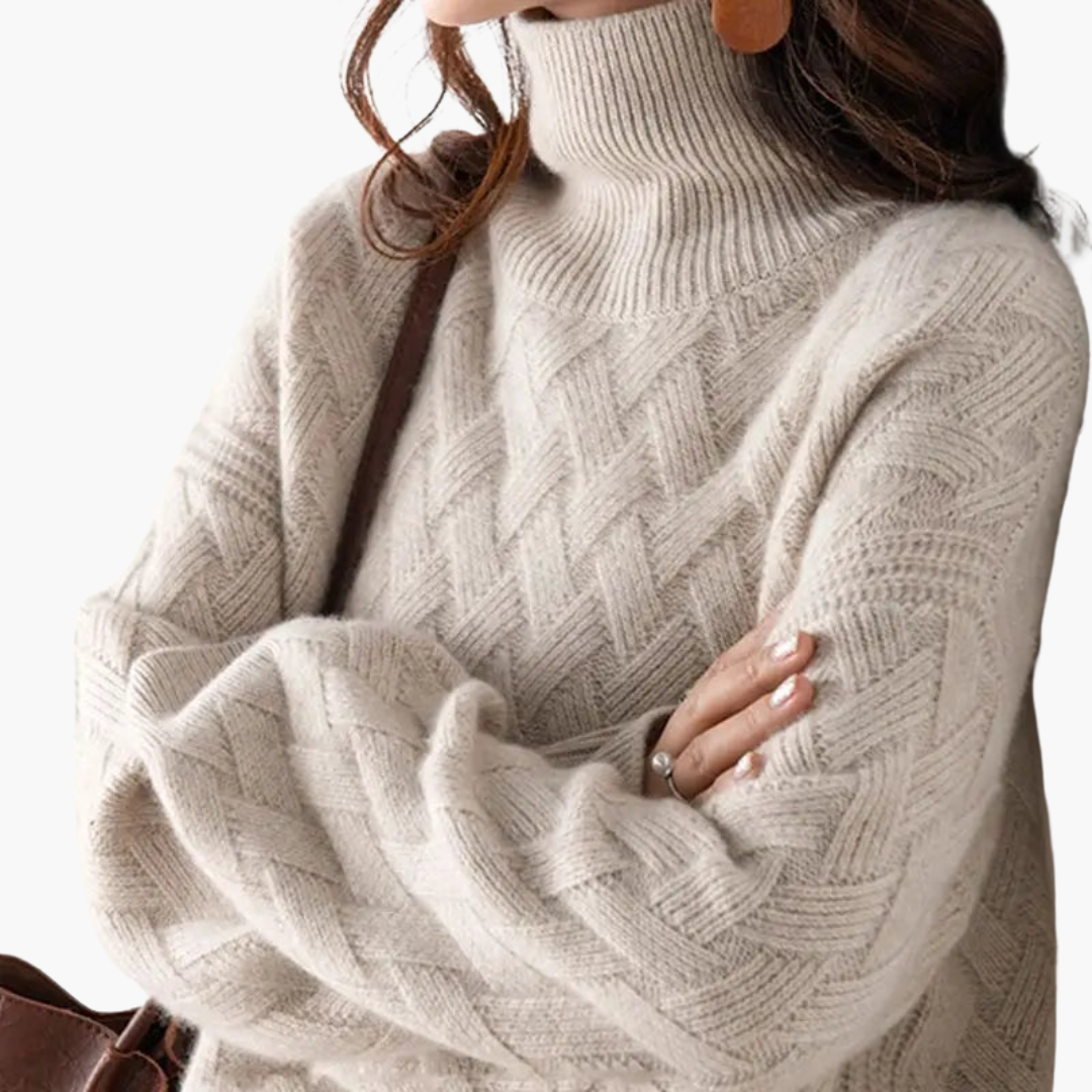 Maglione Donna con Collo Alto e Motivo Intrecciato | Altivaro