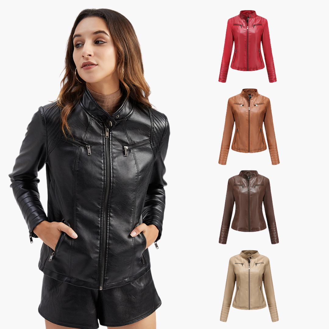 Giacca Donna in Ecopelle con Zip Slim Fit | Altivaro