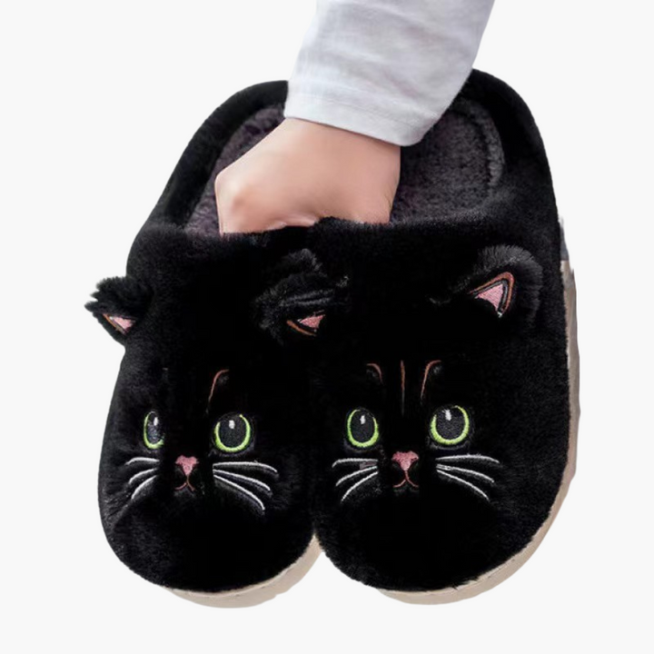 Plush orthopedic slippers with cat pattern | Altivaro