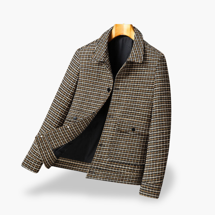 Men's Houndstooth Wool Jacket Casual Elegant | Altivaro