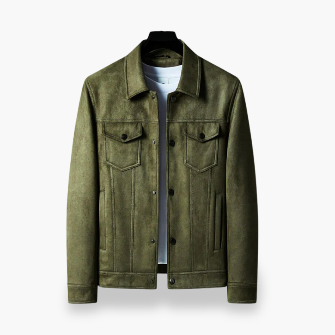 Men's Elegant Faux Leather Jacket with Buttons | Altivaro