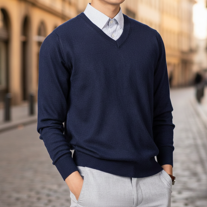 Herrenpullover V-Ausschnitt Polyester | Altivaro