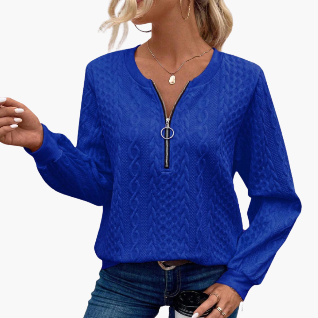 Maglione Donna a Treccia in Maglia con Zip Frontale | Altivaro