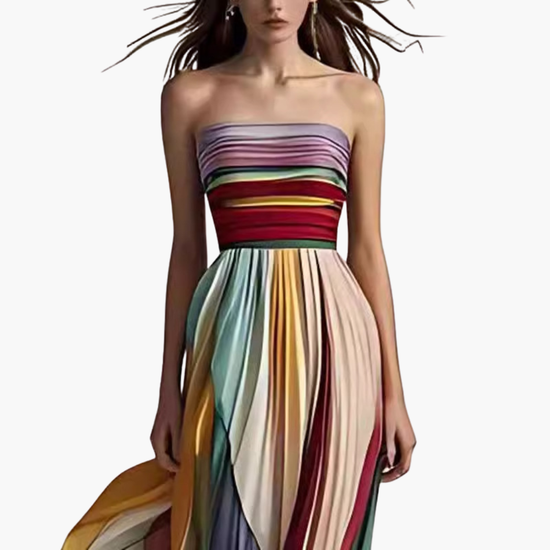 Abito Lungo da Donna Elegante a Righe Colorate | Altivaro