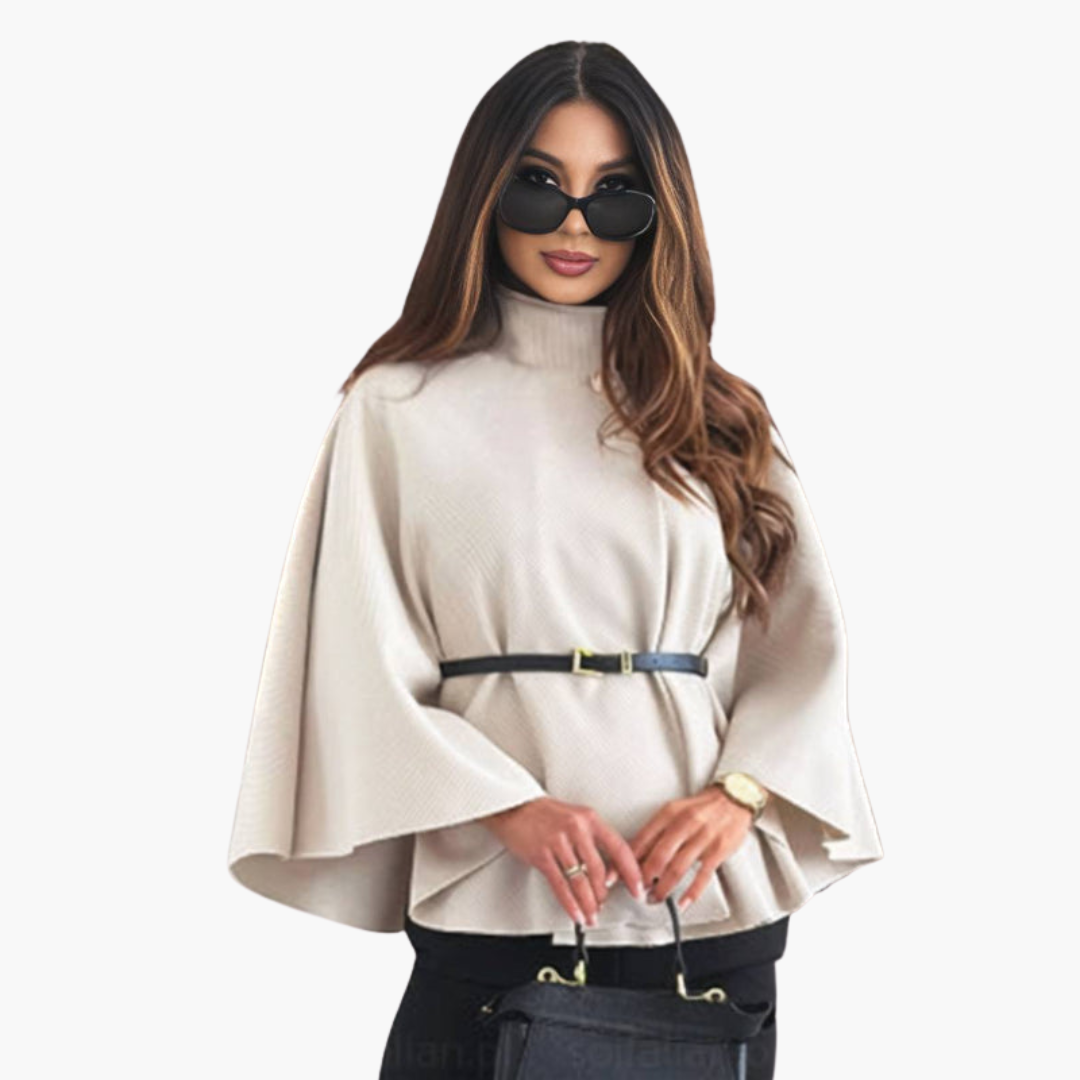 Cappotto Poncho Corto Donna con Bottoni Cintura Maniche Ampie | Altivaro