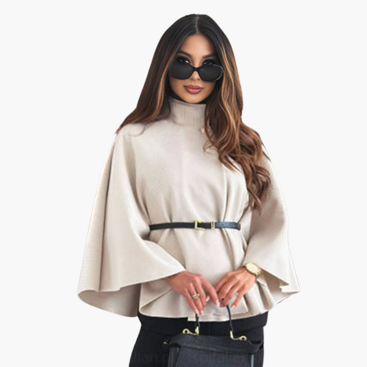 Cappotto Poncho Corto Donna con Bottoni Cintura Maniche Ampie | Altivaro
