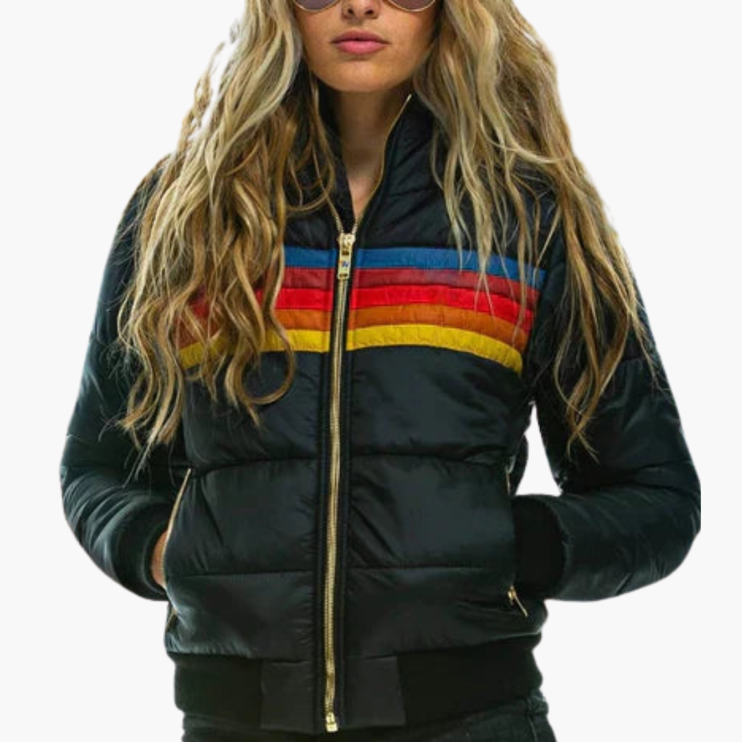Giacca Puffer Donna con Strisce Multicolore e Imbottitura | Altivaro
