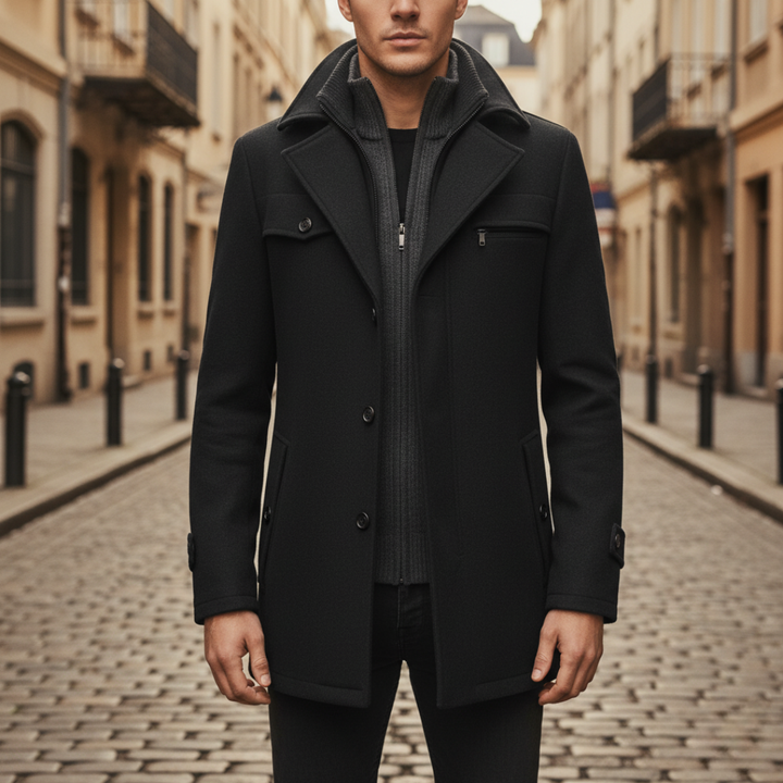 Herren Winterjacke aus Wolle mit Stehkragen und elegantem Design | Altivaro