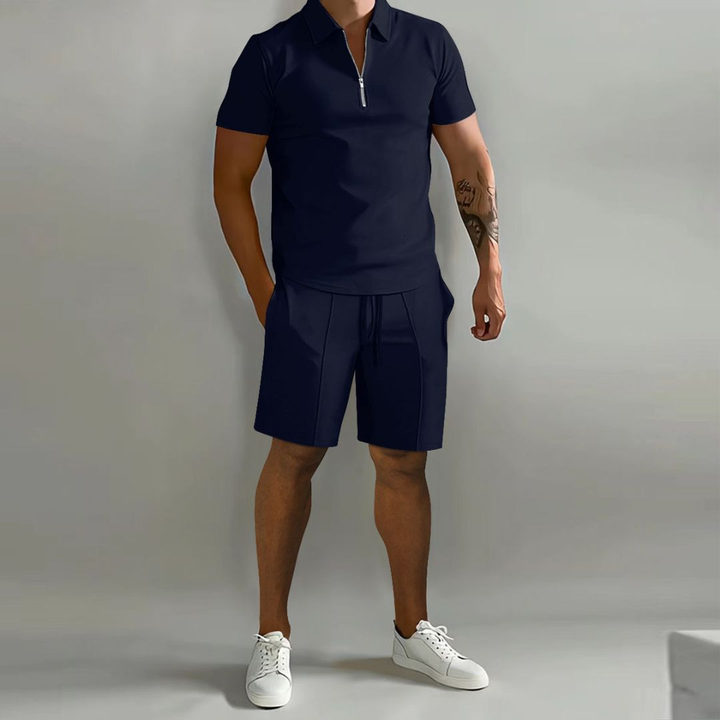 Herren-Set mit Polohemd mit Reißverschluss und Shorts | Altivaro