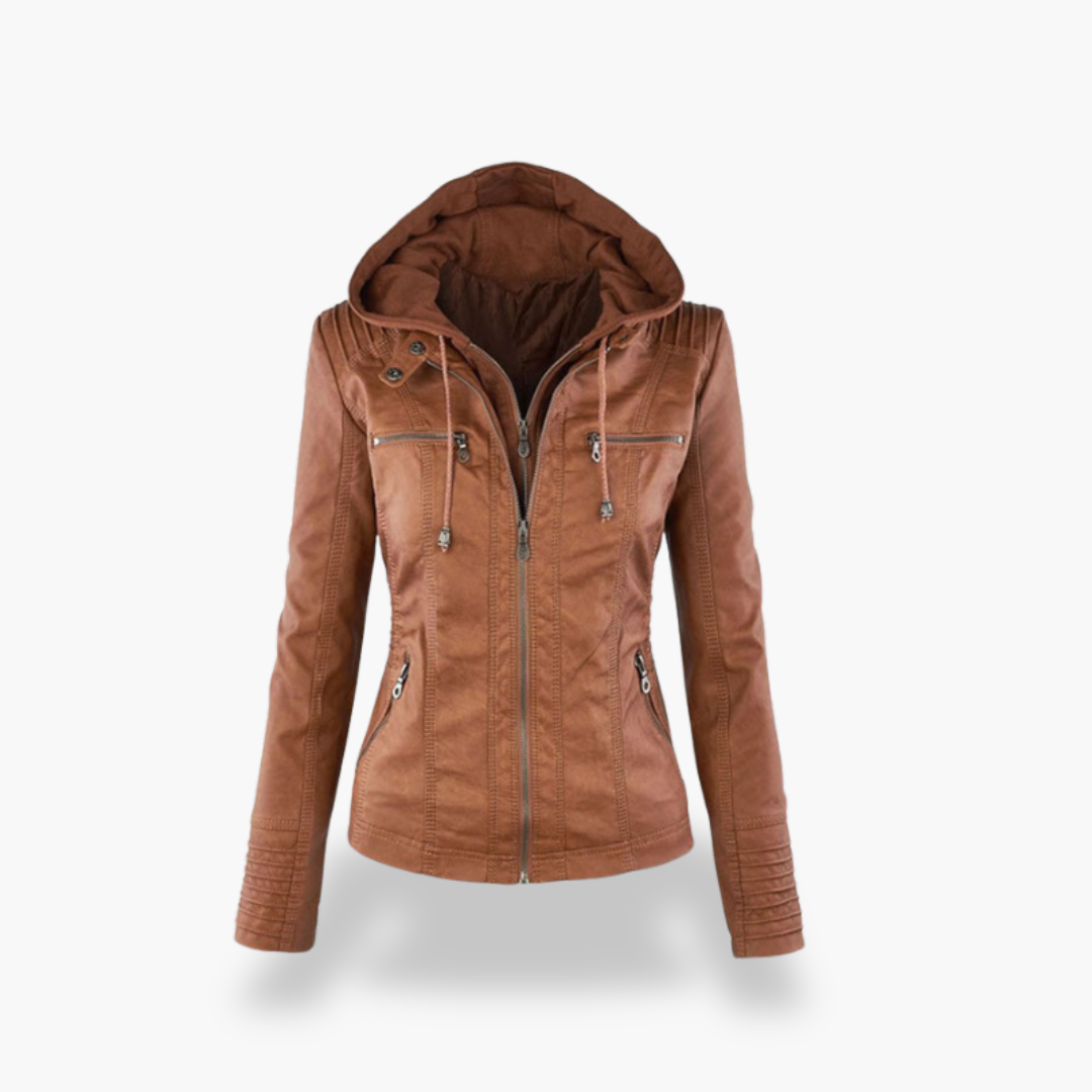Giacca Donna in Ecopelle con Cappuccio e Zip Slim Fit | Altivaro