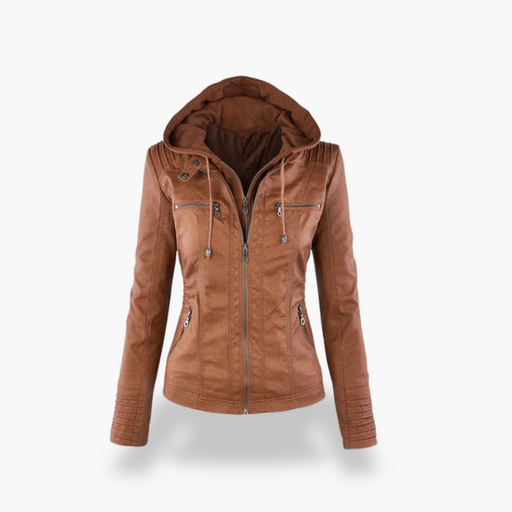 Giacca Donna in Ecopelle con Cappuccio e Zip Slim Fit | Altivaro
